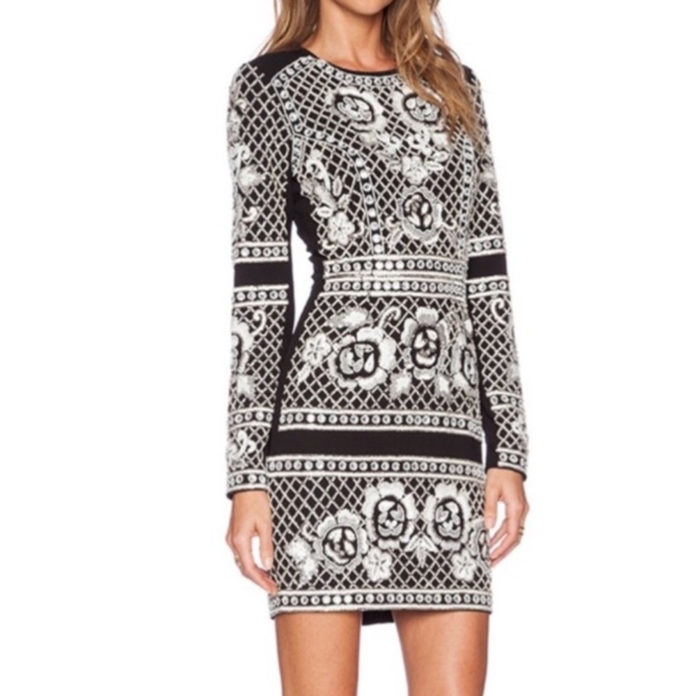 Needle and Thread Embellished Lace Grid Dress